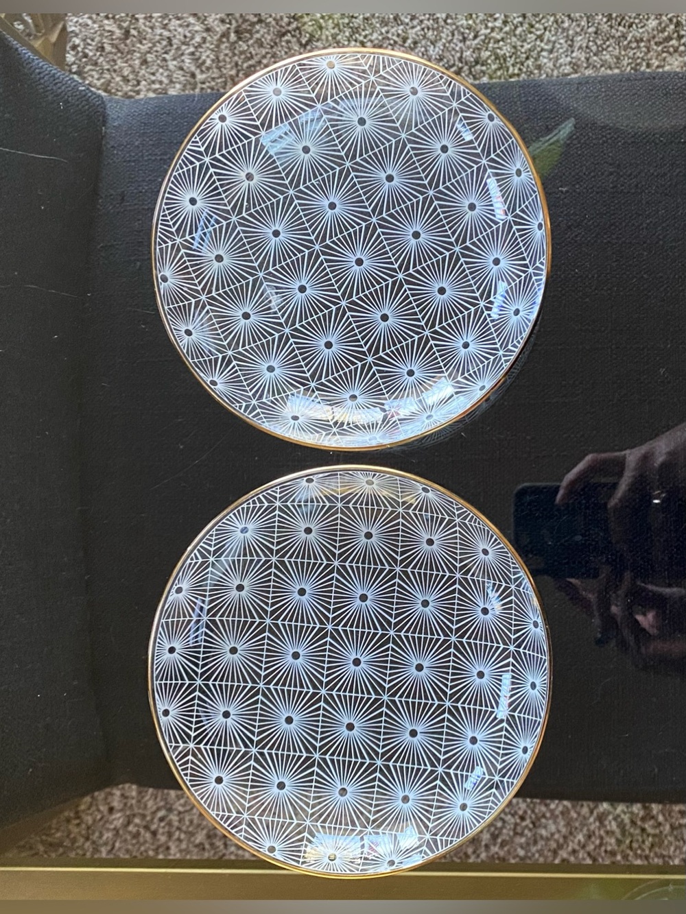 Williams Sonoma Regency Gold Clear Glass Salad Plates - Set of 2